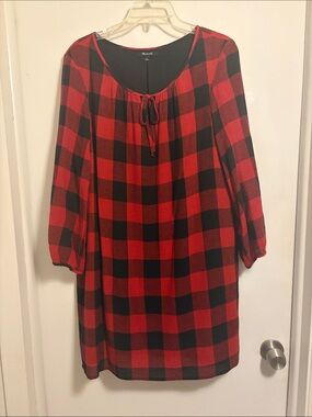 Madewell Red and Black Buffalo Plaid Dress LARGE